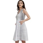 Aluminum Textures, Polished Metal Plate Sleeveless V-Neck Skater Dress with Pockets