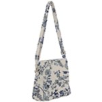 Blue Vintage Background, Blue Roses Patterns Zipper Messenger Bag