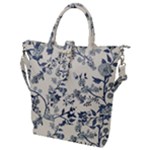 Blue Vintage Background, Blue Roses Patterns Buckle Top Tote Bag