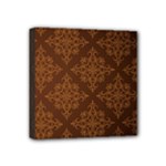 Brown Floral Pattern Floral Vintage Pattern, Brown Vintage Mini Canvas 4  x 4  (Stretched)