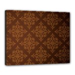 Brown Floral Pattern Floral Vintage Pattern, Brown Vintage Canvas 20  x 16  (Stretched)