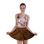 Brown Floral Pattern Floral Vintage Pattern, Brown Vintage Mini Skirt
