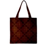 Brown Floral Pattern Floral Vintage Pattern, Brown Vintage Zipper Grocery Tote Bag