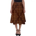 Brown Floral Pattern Floral Vintage Pattern, Brown Vintage Perfect Length Midi Skirt
