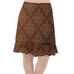 Brown Floral Pattern Floral Vintage Pattern, Brown Vintage Fishtail Chiffon Skirt