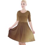 Gold, Golden Background ,aesthetic Quarter Sleeve A-Line Dress