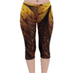 Gold, Golden Background Velvet Capri Leggings 