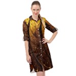 Gold, Golden Background Long Sleeve Mini Shirt Dress