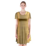 Golden Textures Polished Metal Plate, Metal Textures Short Sleeve V-neck Flare Dress