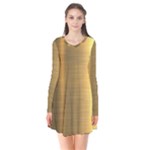 Golden Textures Polished Metal Plate, Metal Textures Long Sleeve V-neck Flare Dress