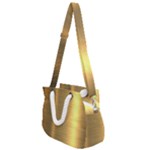 Golden Textures Polished Metal Plate, Metal Textures Rope Handles Shoulder Strap Bag