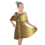 Golden Textures Polished Metal Plate, Metal Textures Kids  Shoulder Cutout Chiffon Dress