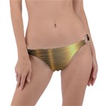 Golden Textures Polished Metal Plate, Metal Textures Ring Detail Bikini Bottoms