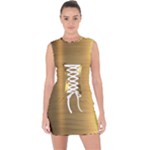 Golden Textures Polished Metal Plate, Metal Textures Lace Up Front Bodycon Dress