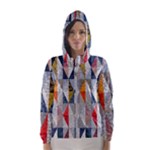 Mosaic, Colorful, Rhombuses, Pattern, Geometry Women s Hooded Windbreaker