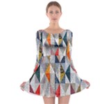 Mosaic, Colorful, Rhombuses, Pattern, Geometry Long Sleeve Skater Dress