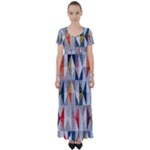 Mosaic, Colorful, Rhombuses, Pattern, Geometry High Waist Short Sleeve Maxi Dress