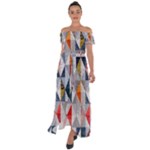 Mosaic, Colorful, Rhombuses, Pattern, Geometry Off Shoulder Open Front Chiffon Dress