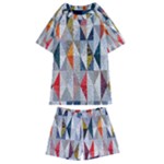 Mosaic, Colorful, Rhombuses, Pattern, Geometry Kids  Swim T-Shirt and Shorts Set