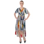 Mosaic, Colorful, Rhombuses, Pattern, Geometry Front Wrap High Low Dress