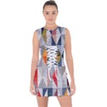 Mosaic, Colorful, Rhombuses, Pattern, Geometry Lace Up Front Bodycon Dress