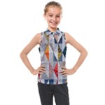 Mosaic, Colorful, Rhombuses, Pattern, Geometry Kids  Sleeveless Polo T-Shirt