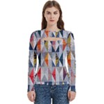 Mosaic, Colorful, Rhombuses, Pattern, Geometry Women s Cut Out Long Sleeve T-Shirt