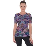 Texture, Pattern, Abstract Shoulder Cut Out Short Sleeve Top