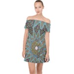 Tile, Geometry, Pattern, Points, Abstraction Off Shoulder Chiffon Dress