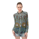 Tile, Geometry, Pattern, Points, Abstraction Long Sleeve Chiffon Shirt