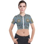 Tile, Geometry, Pattern, Points, Abstraction Short Sleeve Cropped Jacket