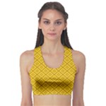 Yellow Floral Pattern Vintage Pattern, Yellow Background Fitness Sports Bra