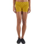 Yellow Floral Pattern Vintage Pattern, Yellow Background Yoga Shorts