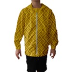 Yellow Floral Pattern Vintage Pattern, Yellow Background Kids  Hooded Windbreaker