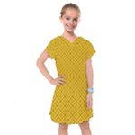 Yellow Floral Pattern Vintage Pattern, Yellow Background Kids  Drop Waist Dress
