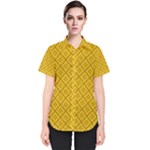 Yellow Floral Pattern Vintage Pattern, Yellow Background Women s Short Sleeve Shirt