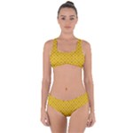 Yellow Floral Pattern Vintage Pattern, Yellow Background Criss Cross Bikini Set