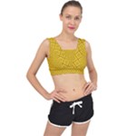 Yellow Floral Pattern Vintage Pattern, Yellow Background V-Back Sports Bra