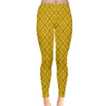 Yellow Floral Pattern Vintage Pattern, Yellow Background Inside Out Leggings