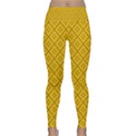Yellow Floral Pattern Vintage Pattern, Yellow Background Lightweight Velour Classic Yoga Leggings