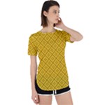 Yellow Floral Pattern Vintage Pattern, Yellow Background Perpetual Short Sleeve T-Shirt