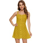 Yellow Floral Pattern Vintage Pattern, Yellow Background Ruffle Edge Bra Cup Chiffon Mini Dress