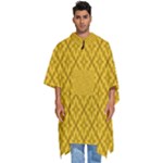 Yellow Floral Pattern Vintage Pattern, Yellow Background Men s Hooded Rain Ponchos