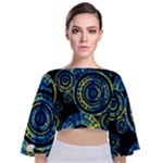 Authentic Aboriginal Art - Circles (Paisley Art) Tie Back Butterfly Sleeve Chiffon Top