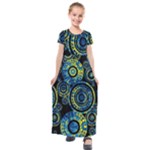 Authentic Aboriginal Art - Circles (Paisley Art) Kids  Short Sleeve Maxi Dress