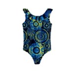 Authentic Aboriginal Art - Circles (Paisley Art) Kids  Frill Swimsuit