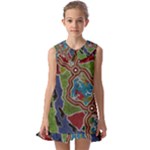 Authentic Aboriginal Art - Walking the Land Kids  Pilgrim Collar Ruffle Hem Dress