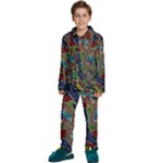 Authentic Aboriginal Art - Walking the Land Kids  Long Sleeve Velvet Pajamas Set