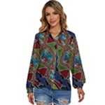 Authentic Aboriginal Art - Walking the Land Women s Long Sleeve Button Up Shirt