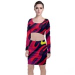 Abstract Fire Flames Grunge Art, Creative Top and Skirt Sets